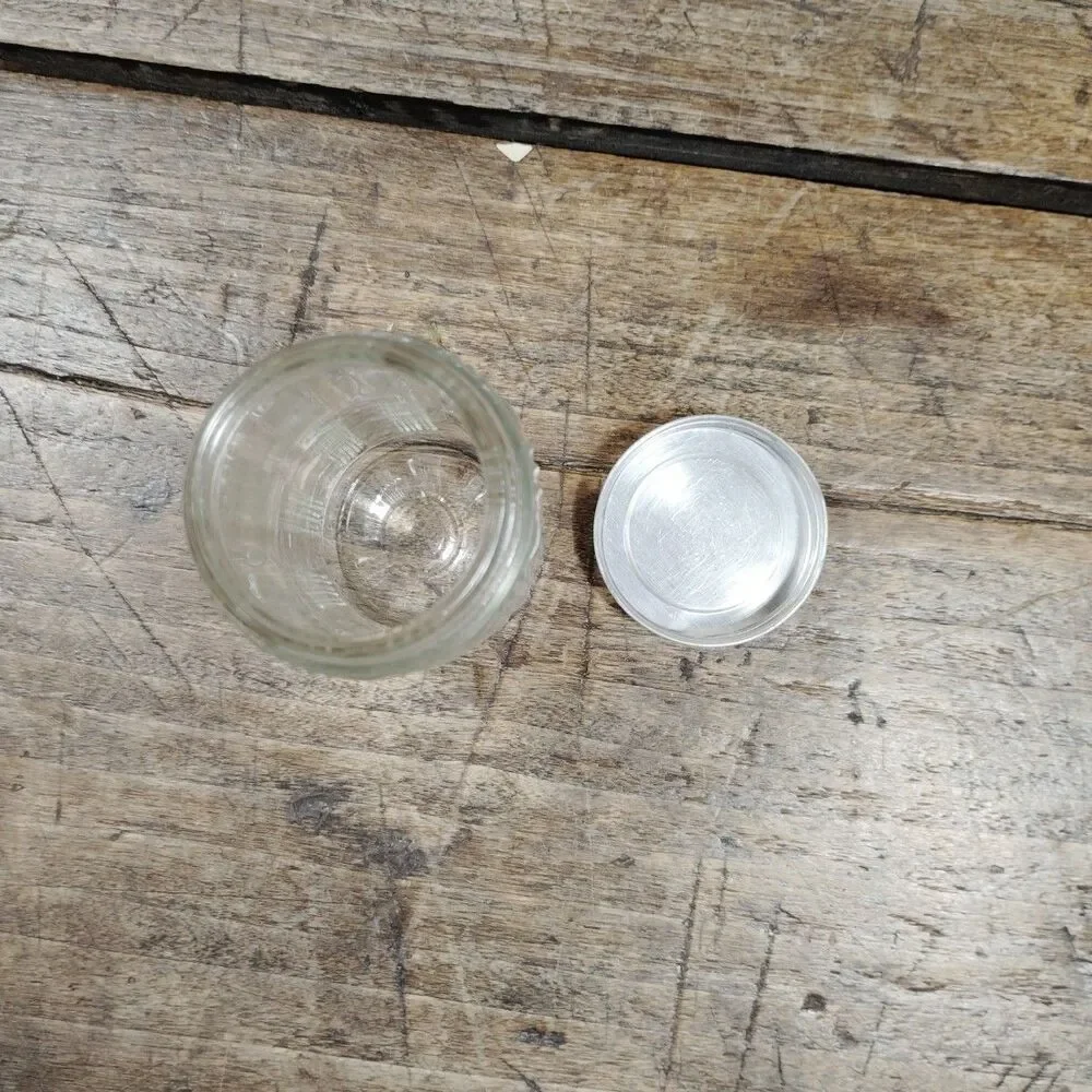 Vintage Hoosier Cabinet Clear Glass Panel Design COFFEE Embossed Jar Spice Lid